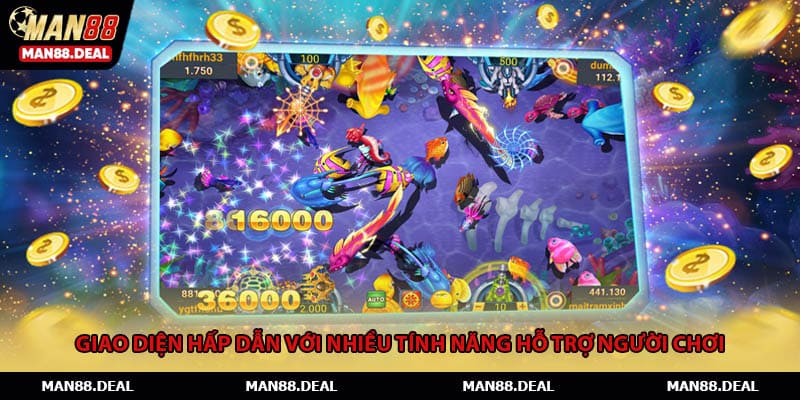 Giao diện hấp dẫn với nhiều tính năng hỗ trợ người chơi