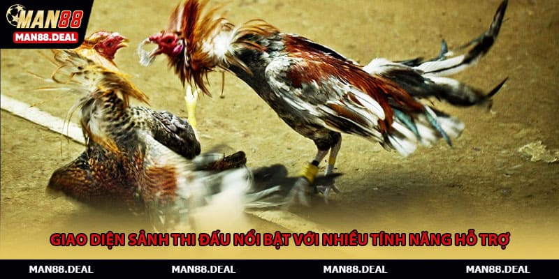 Giao diện sảnh thi đấu nổi bật với nhiều tính năng hỗ trợ