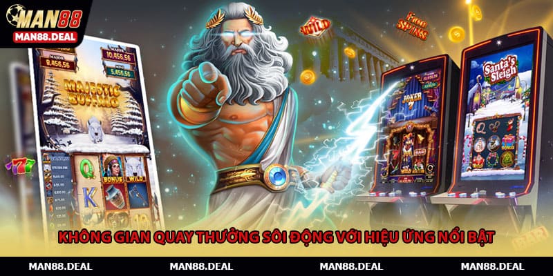 Không gian quay thưởng sôi động với hiệu ứng nổi bật