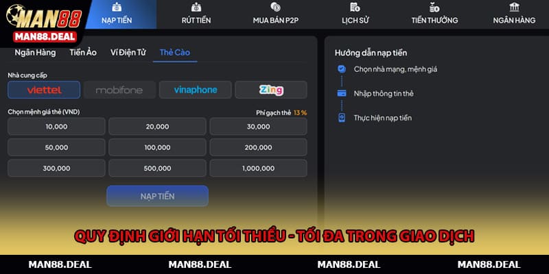 Quy định giới hạn tối thiểu - tối đa trong giao dịch