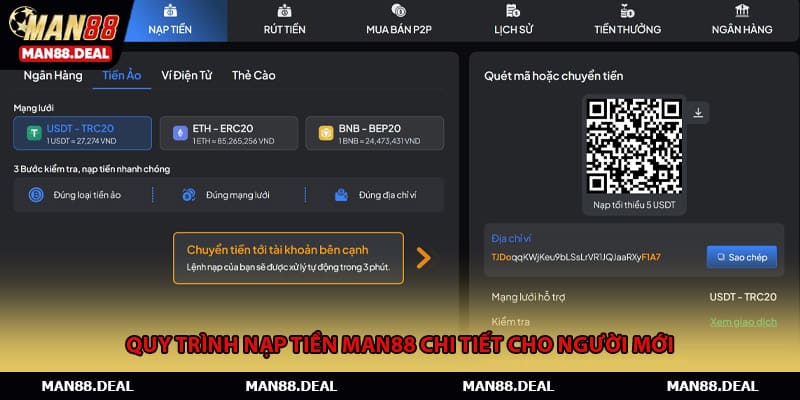Quy trình nạp tiền MAN88 chi tiết cho người mới